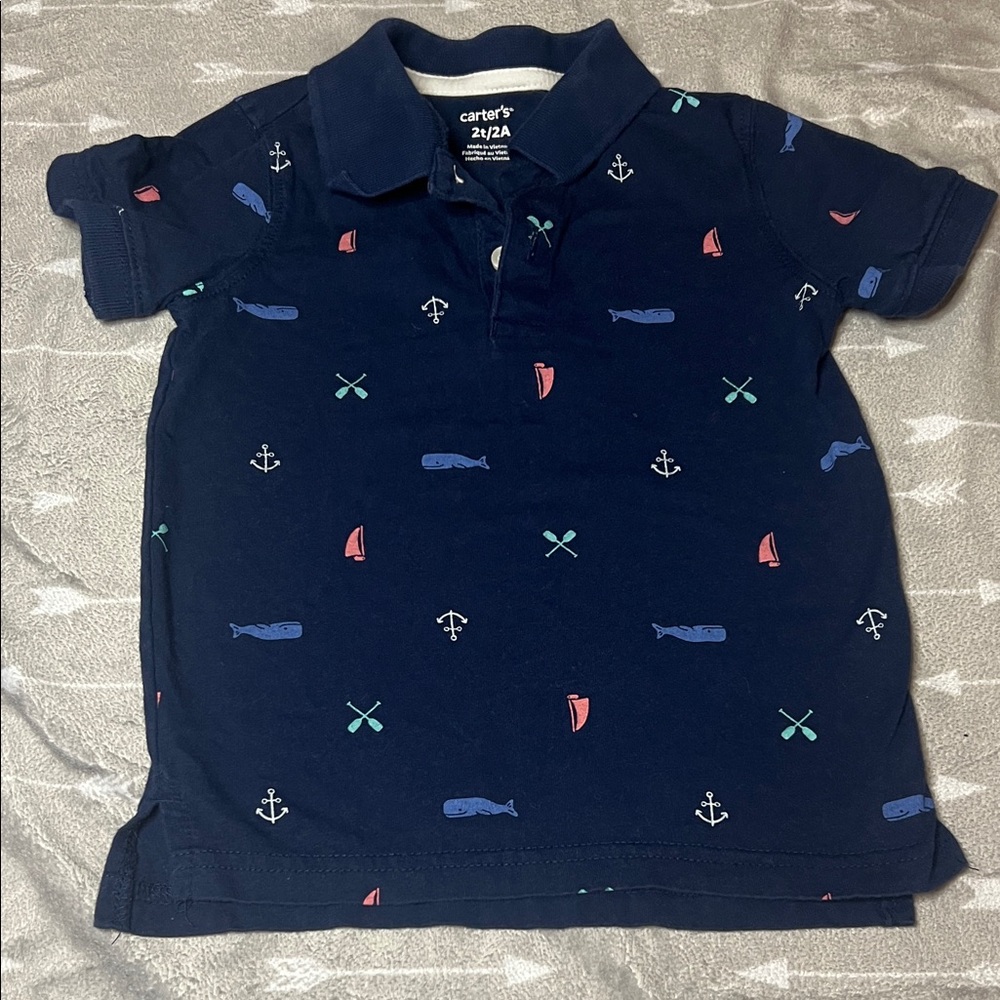 Carter's Navy Polo with Nautical Print
